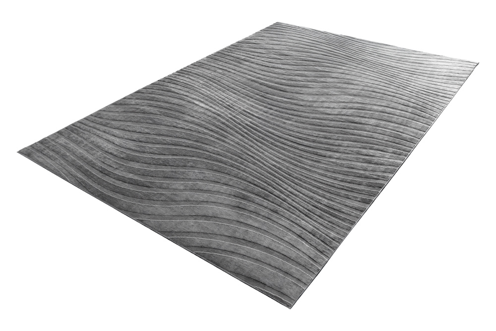 3D strukturierter Kurzflor Teppich WAVE 230x160cm anthrazit Hoch-Tief-Effekt