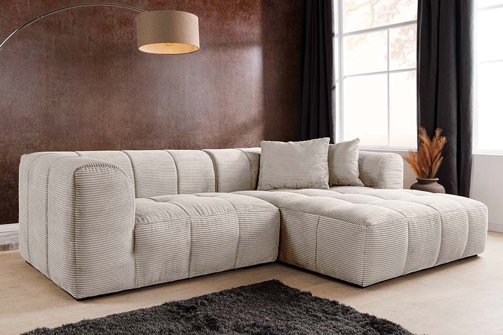 Modernes Sofa ZERO GRAVITY 240cm beige Cord 3-Sitzer Couch