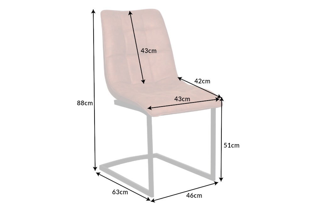 Design Freischwinger Stuhl MIAMI braun antik Metallgestell matt schwarz