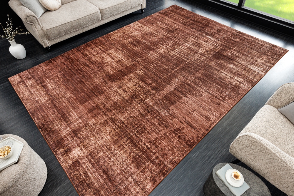Moderner Teppich SOFT TOUCH XXL 350x240cm kupfer braun Kurzflor Indoor-Teppich