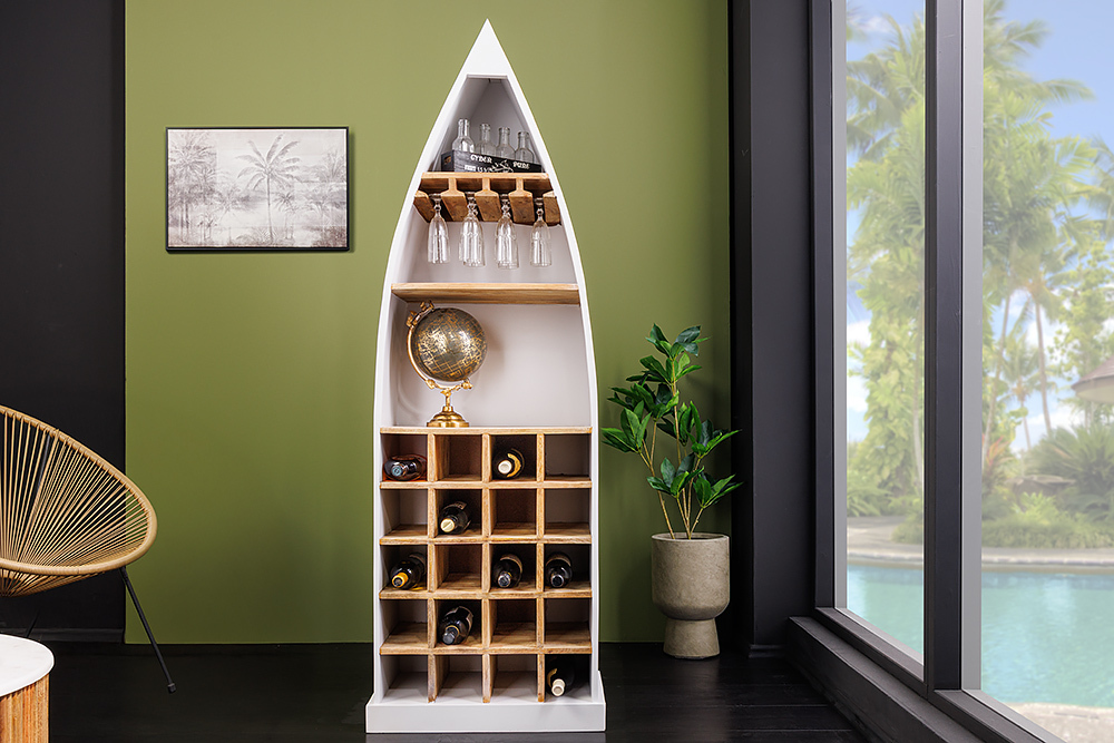 Massivholz Weinregal SEVEN SEAS 180cm weiß natur Mango Flaschenregal Massivholz Weinregal SEVEN SEAS 180cm weiß natur Mango Flaschenregal