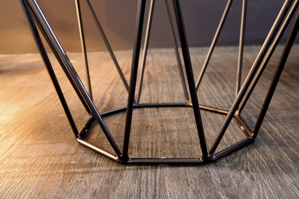 Design Beistelltisch DIAMOND 50cm grau Marmor schwarz Metall