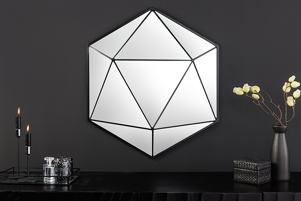 Design Spiegel DIAMOND 65cm schwarz Metall handmade Design Spiegel DIAMOND 65cm schwarz Metall handmade