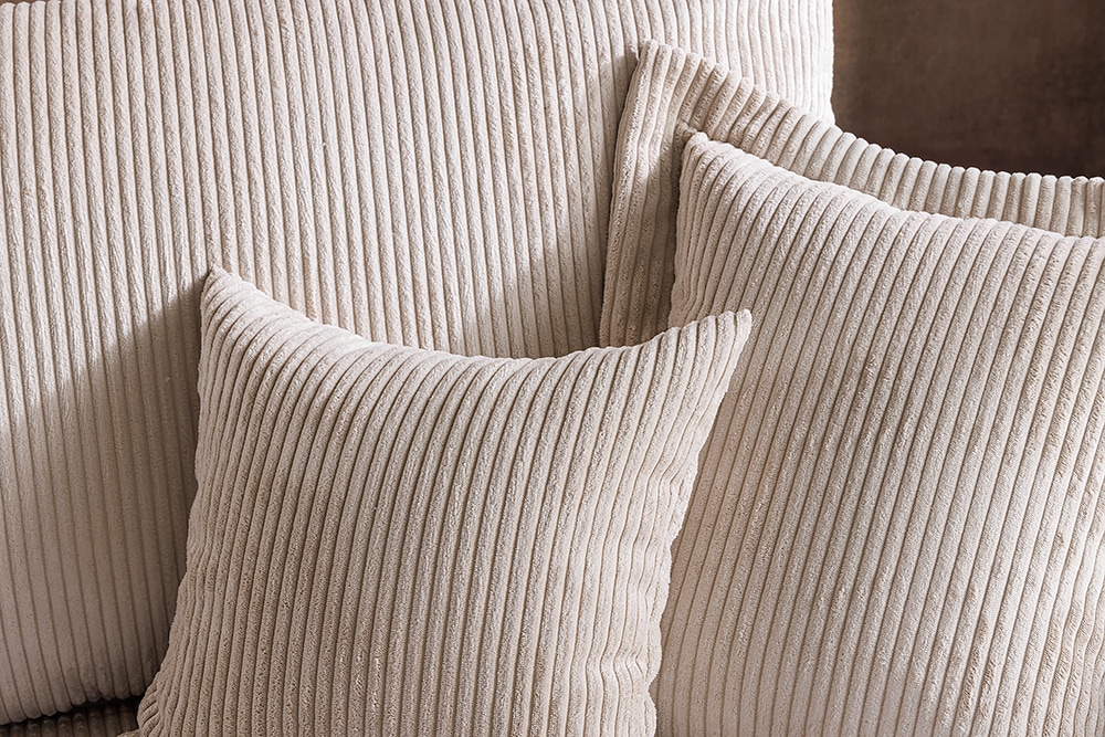 Design Ecksofa ATMOSPHERE XL 245cm champagner beige Cord Federkern inkl. Kissen