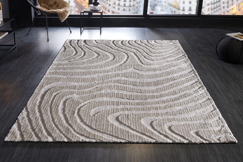 Design Teppich WAVE 240x170cm grau 3D-Effekt