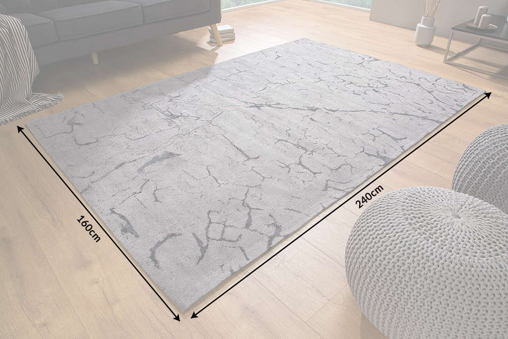 Design Teppich FIRE & EARTH 240x160cm grau Baumwolle