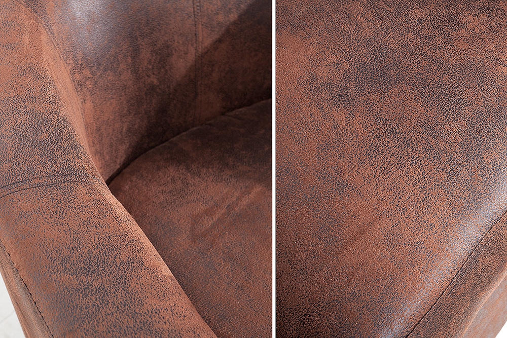 Design Lounge Sessel HEMINGWAY whisky braun mit Armlehnen Cocktailsessel Massivholzbeine
