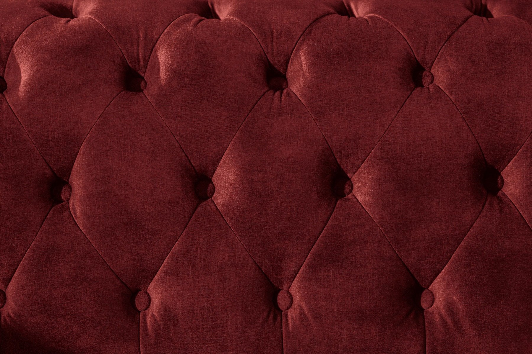 Barock Sofa CHESTERFIELD 205cm bordeaux rot Samt Federkern Knopfheftung 3-Sitzer Couch