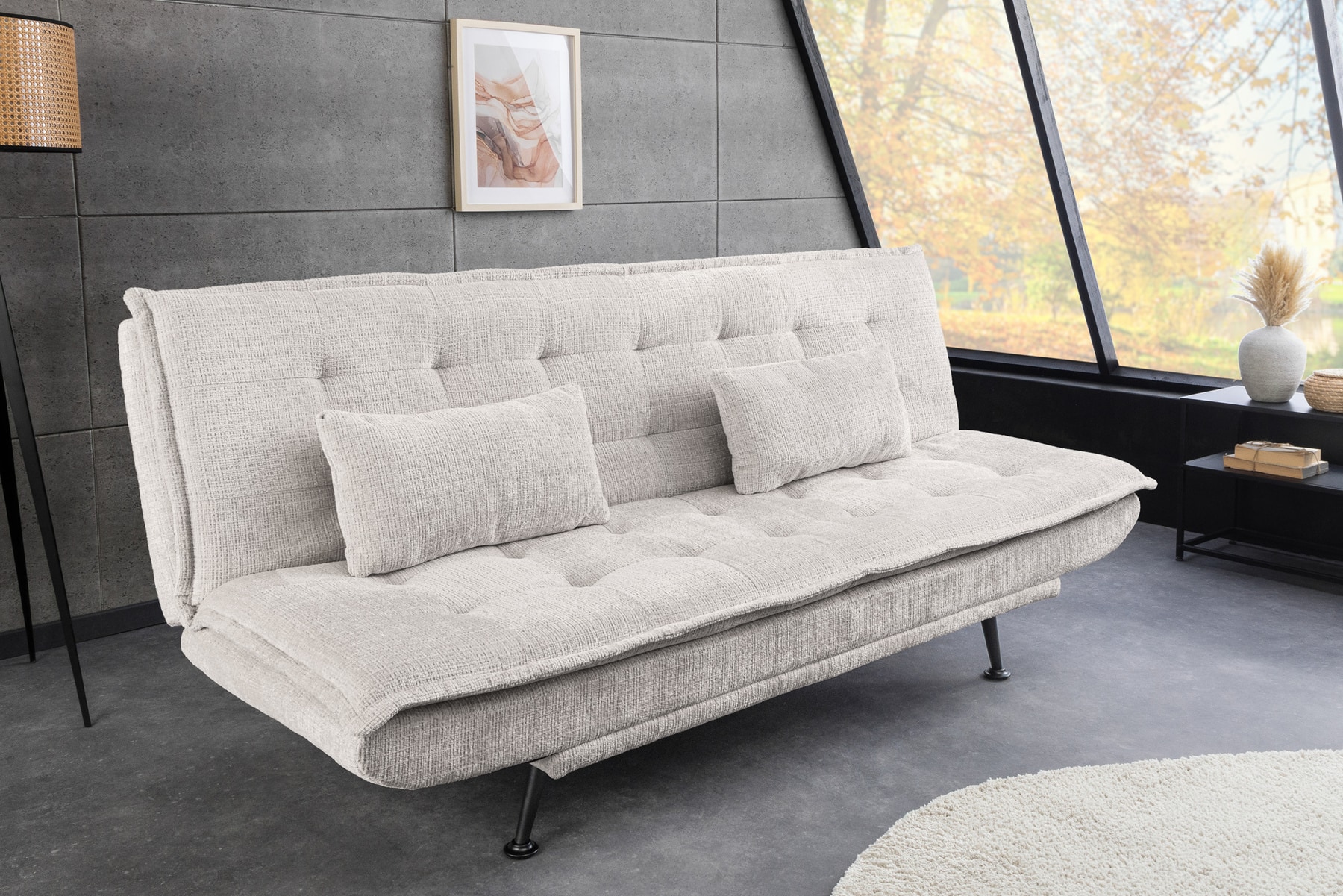 Modernes Schlafsofa JAZZ 190cm champagner beige Chenille 3-Sitzer Couch