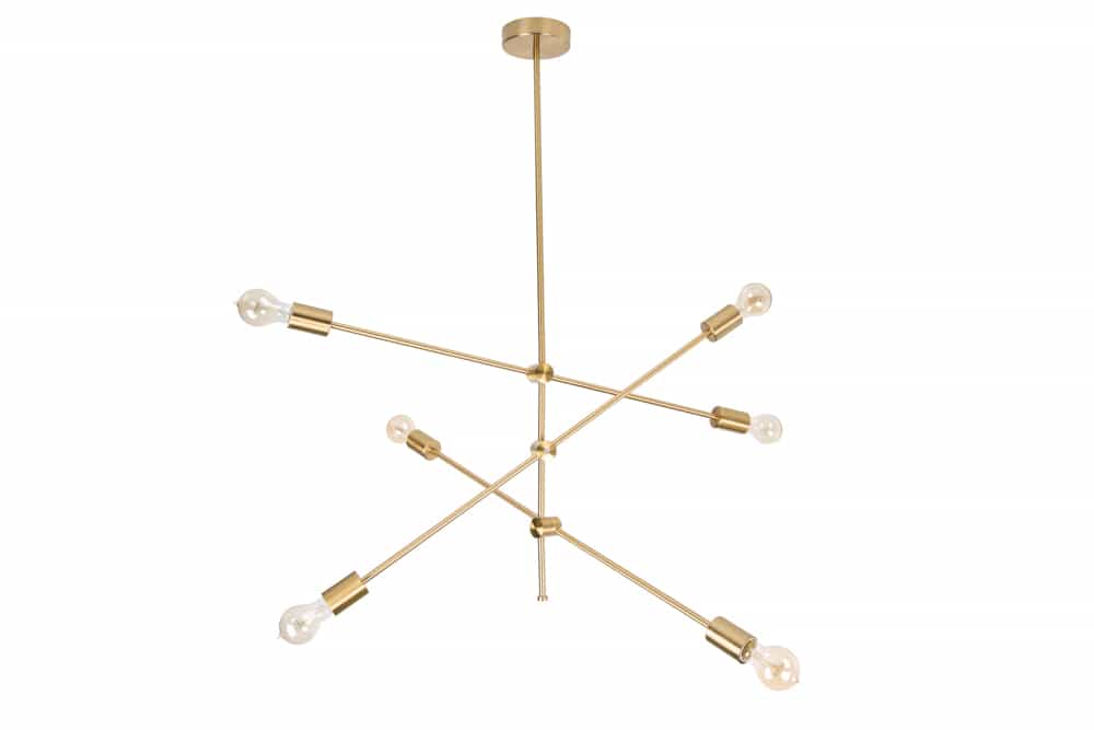 Elegante Hängelampe VARIATION 128cm gold mit sechs schwenkbaren Leuchten