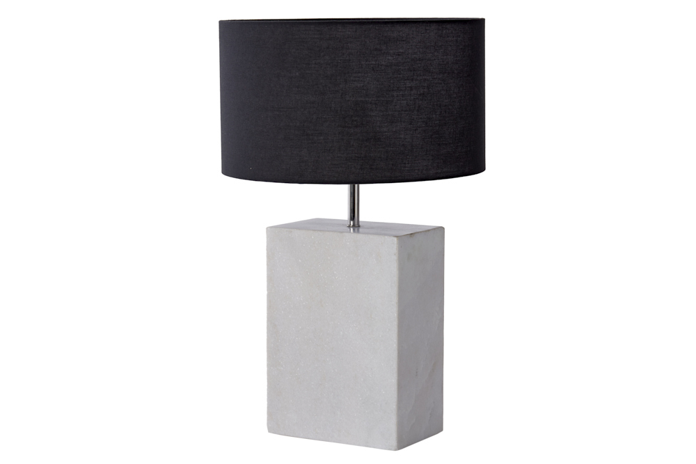 Design Tischlampe NOBLE 55cm weiß Marmorfuß Stoffschirm