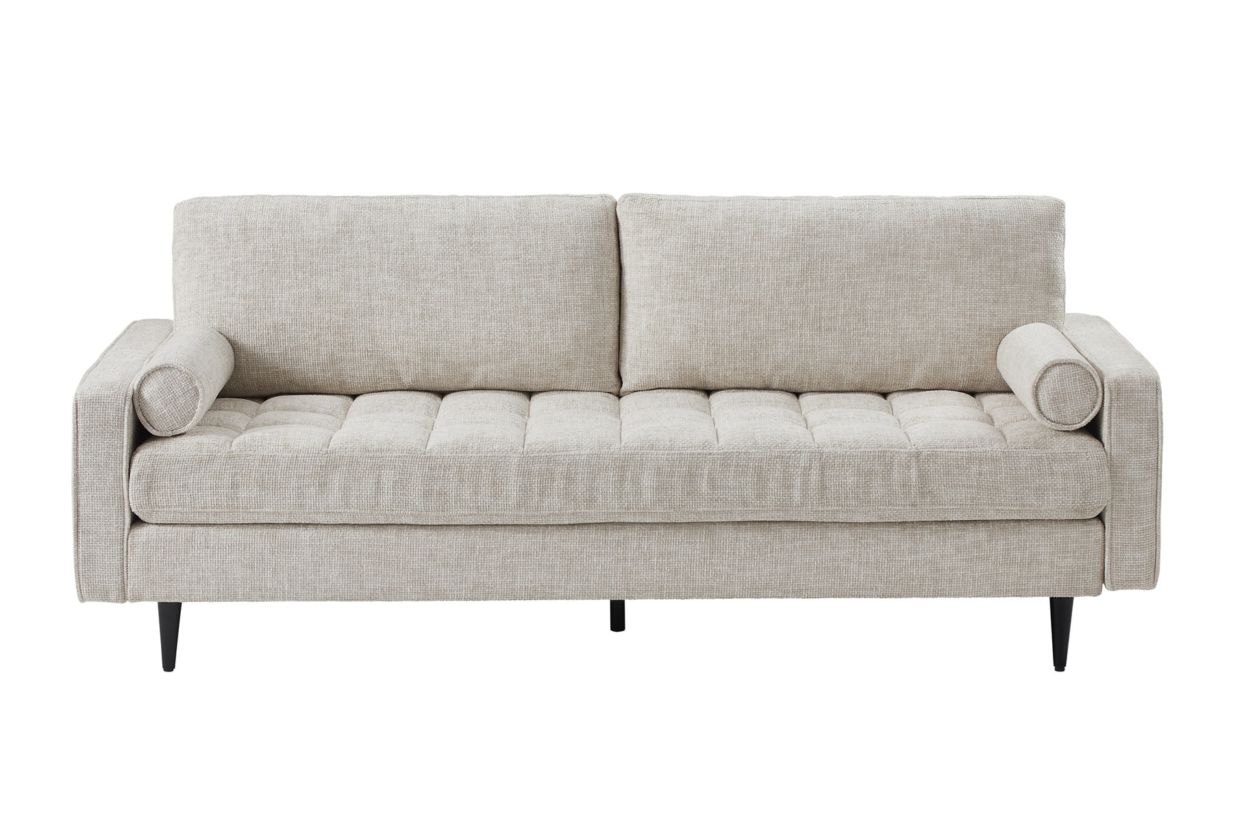 Design Sofa COZY VELVET 220cm beige Chenille Federkern 3-Sitzer mit goldener Kappe