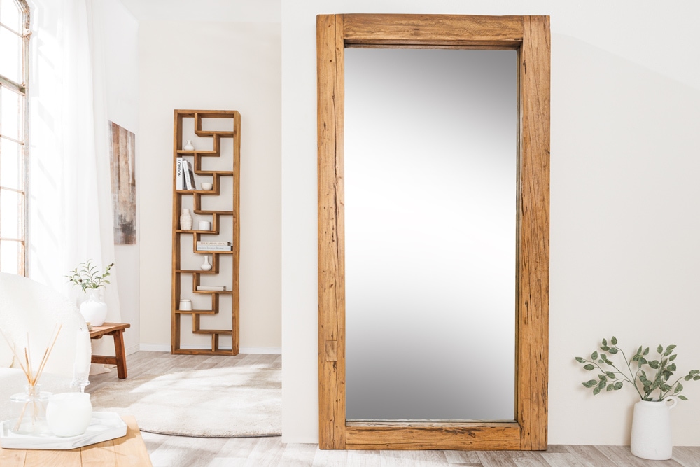 Massiver Spiegel JAVA 180cm natur recyceltes Teakholz hängend oder stehend