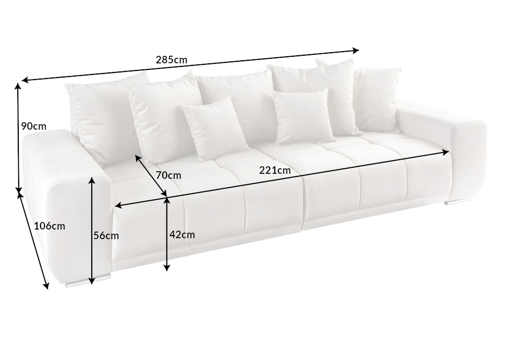 Big Sofa ELEGANCIA 285cm champagner beige Vogue Velours Samt inkl. Kissen Federkern
