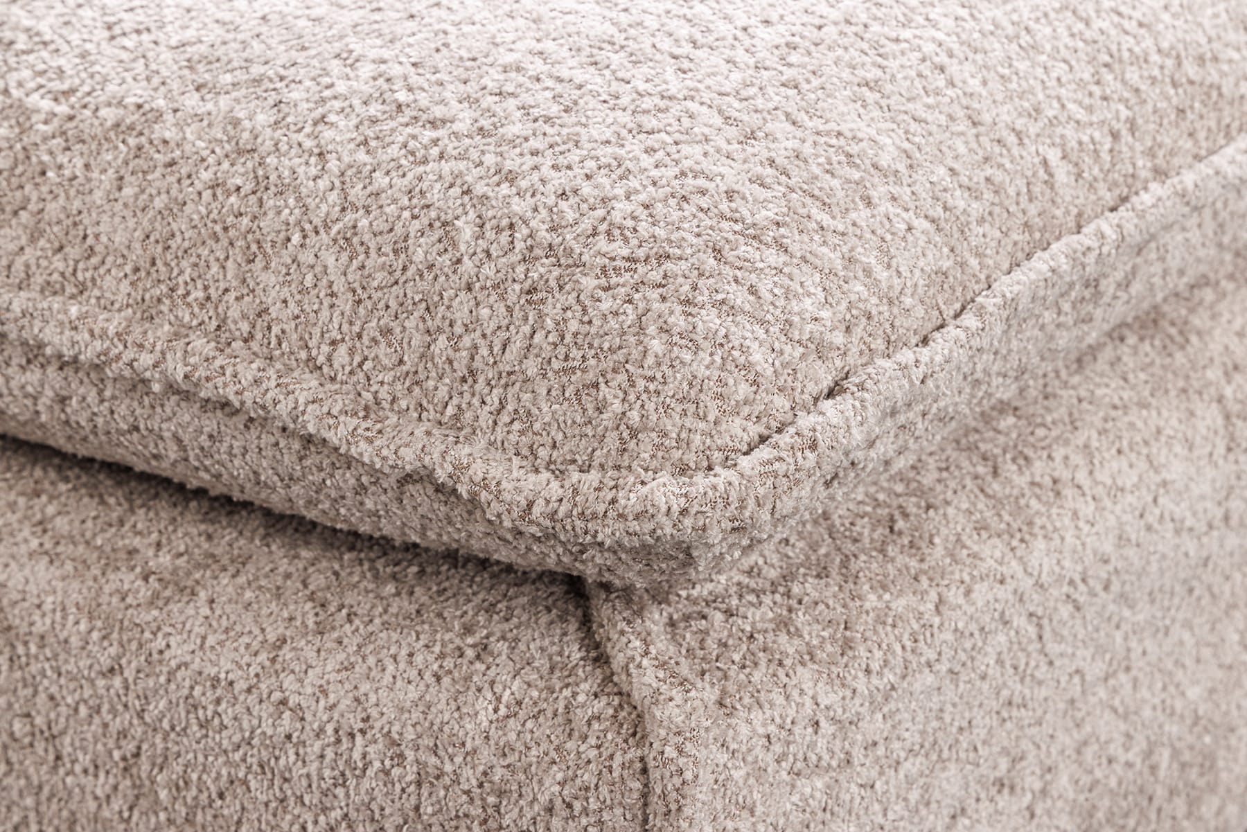 Großer Hocker HEAVEN 100cm champagner beige Bouclé Polsterhocker Federkern
