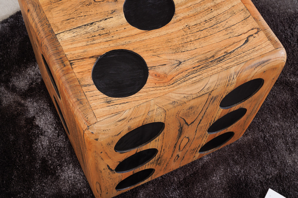 Massiver Würfelhocker CUBE 40cm natur Mindiholz Beistelltisch stapelbar