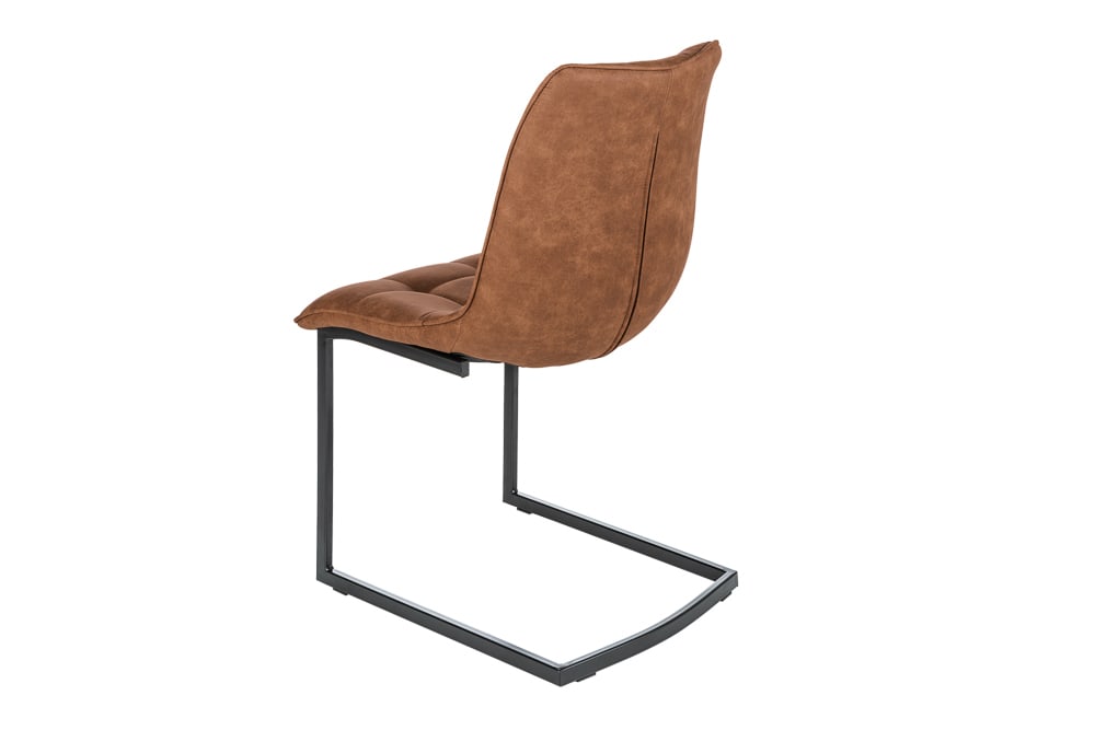 Design Freischwinger Stuhl MIAMI braun antik Metallgestell matt schwarz