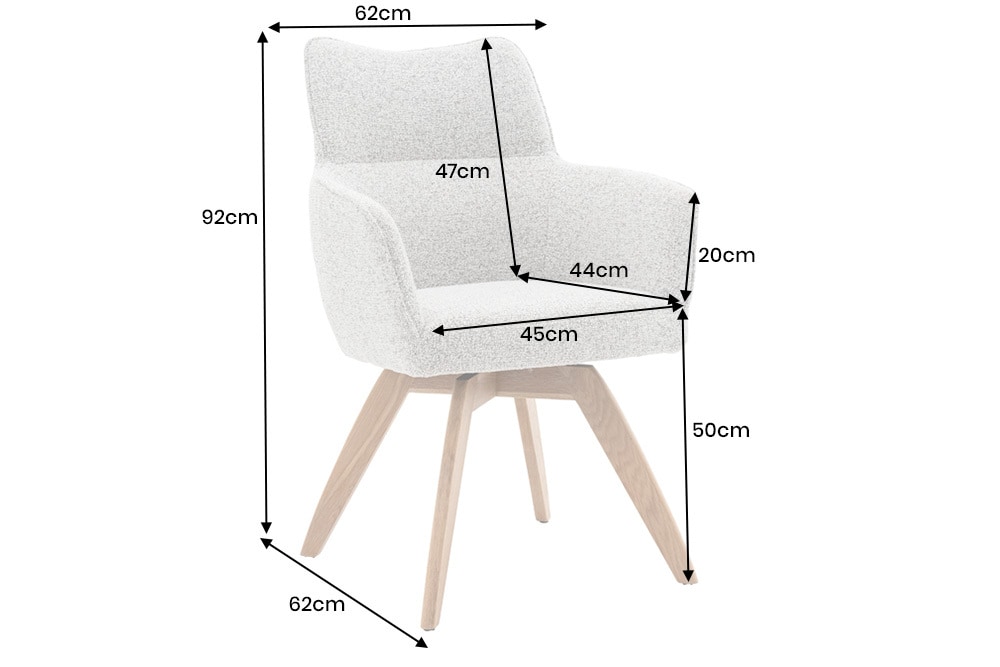 Drehbarer Stuhl ASGARD beige Strukturstoff mit Taschenfederkern und Armlehne