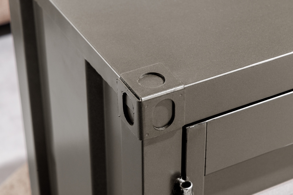 Container-Schrank GLOBETROTTER 80cm anthrazit Metall Couchtisch mit Flügeltüren Kommode