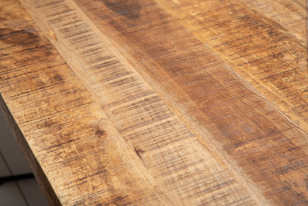 Massiver Industrial Esstisch GALAXIE 240cm natur Mangoholz schwarz Sterngestell