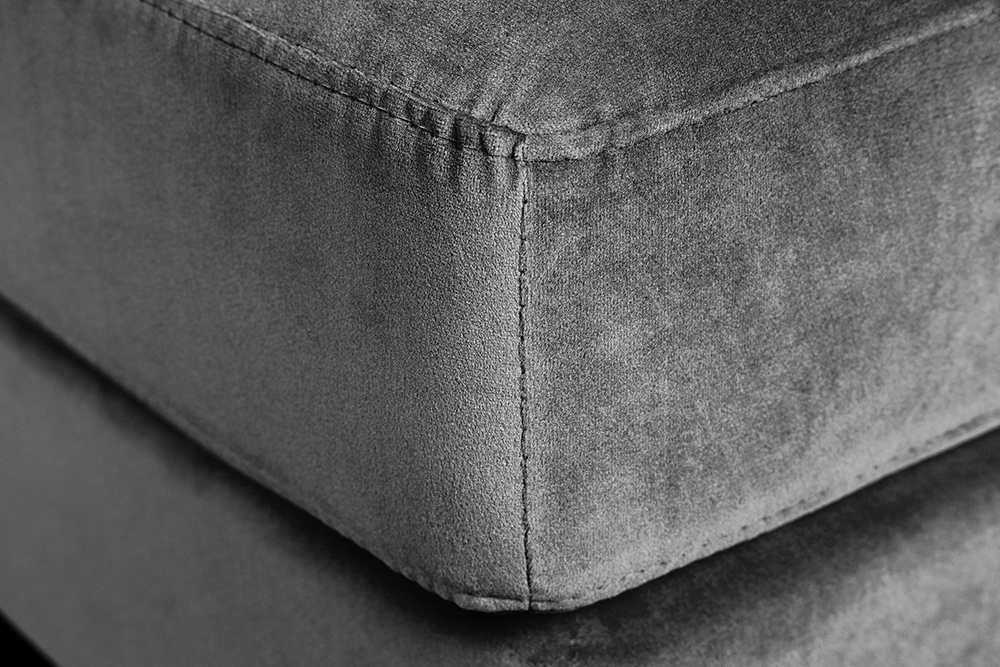 Design Hocker COZY VELVET 80cm grau Samt goldene Füße