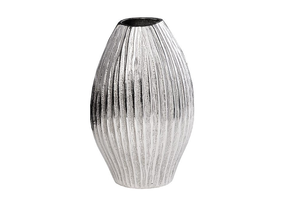 Handgefertigte Deko-Vase ELEGANCE 35cm silber Metall Hammerschlag Design