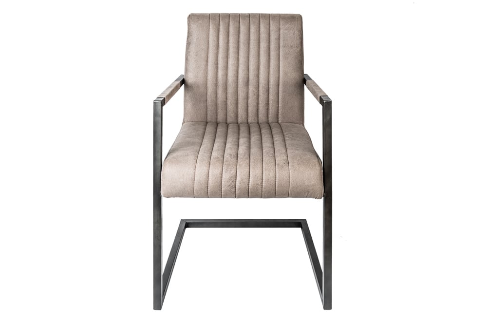 Moderner Freischwinger Armlehnenstuhl BIG ASTON taupe Taschenfederkern Eisengestell