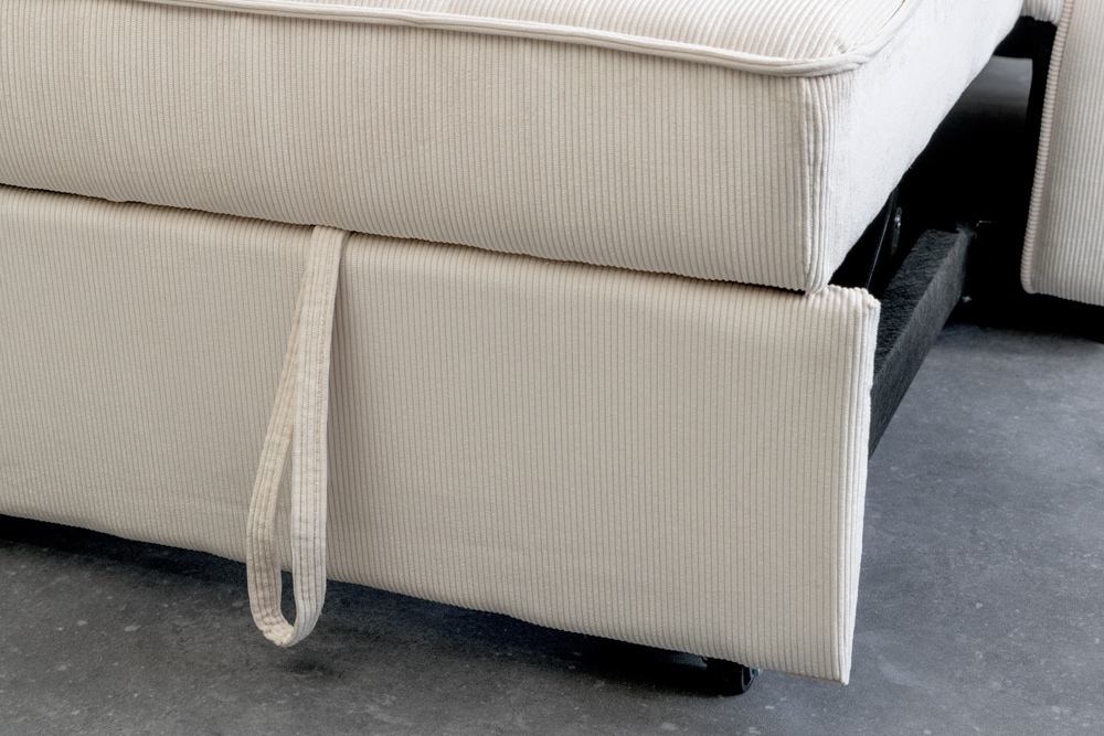 Ausziehbares Schlafsofa SMART 180cm beige Cord 2-Sitzer Couch mit Nosagfederung