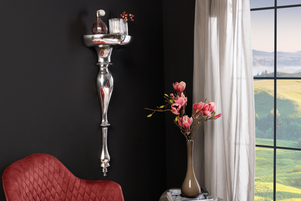 Barocke Wandkonsole SCALA 80cm silber Aluminium Wandregal