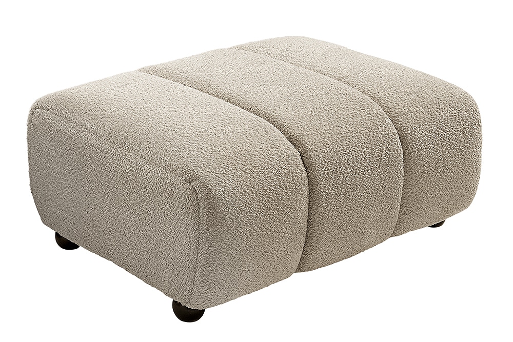 Moderner Hocker ADLON 100cm champagner greige Bouclé Federkern Fußhocker Sitzhocker