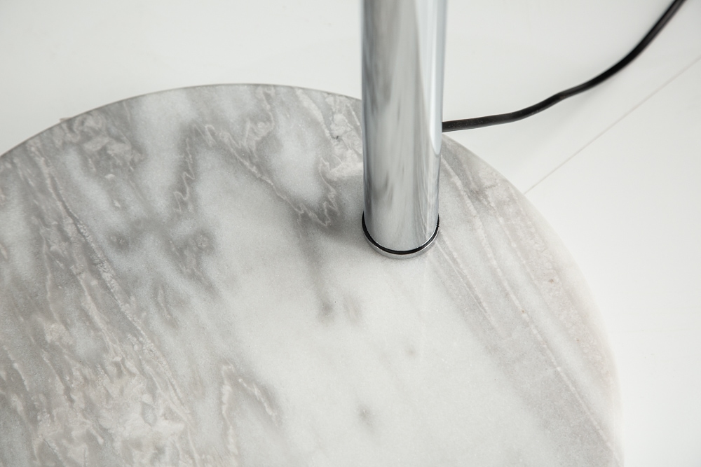 Ausziehbare Bogenlampe LOUNGE DEAL 170-200cm weiß Leinenschirm Stehlampe