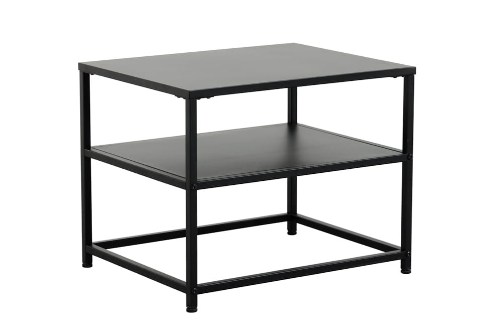 Moderner Beistelltisch DURA STEEL 50cm schwarz Metall mit Ablagefach