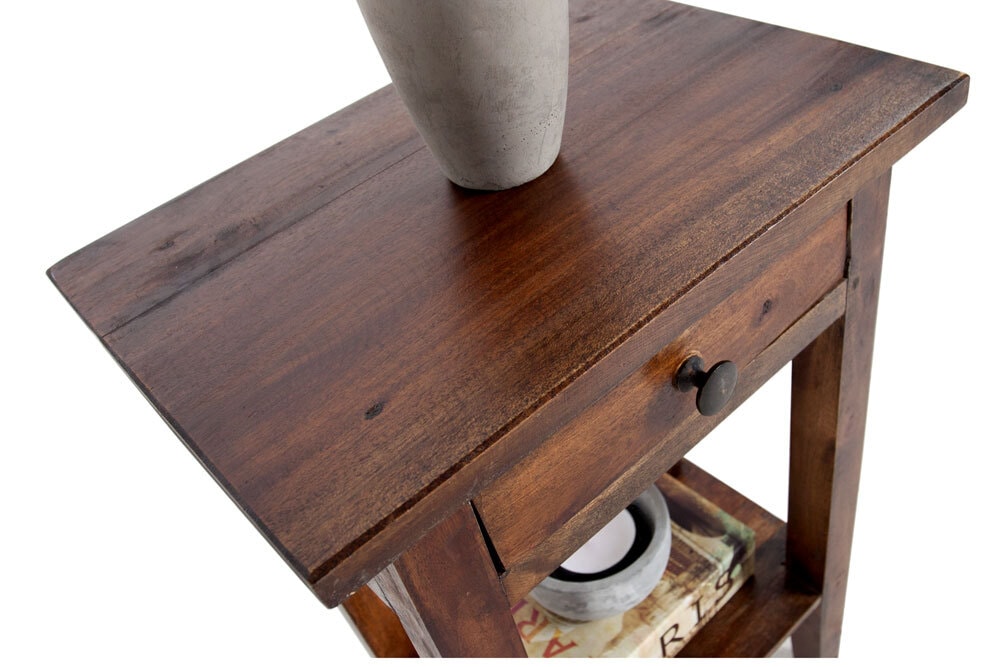 Massiver Beistelltisch HEMINGWAY 55cm coffee Mahagoniholz Shabby Chic Telefontisch