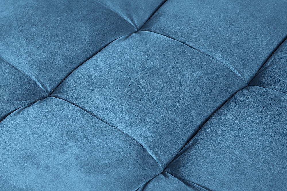 Design Hocker COZY VELVET 80cm petrol blau gold Samt Metallfüße
