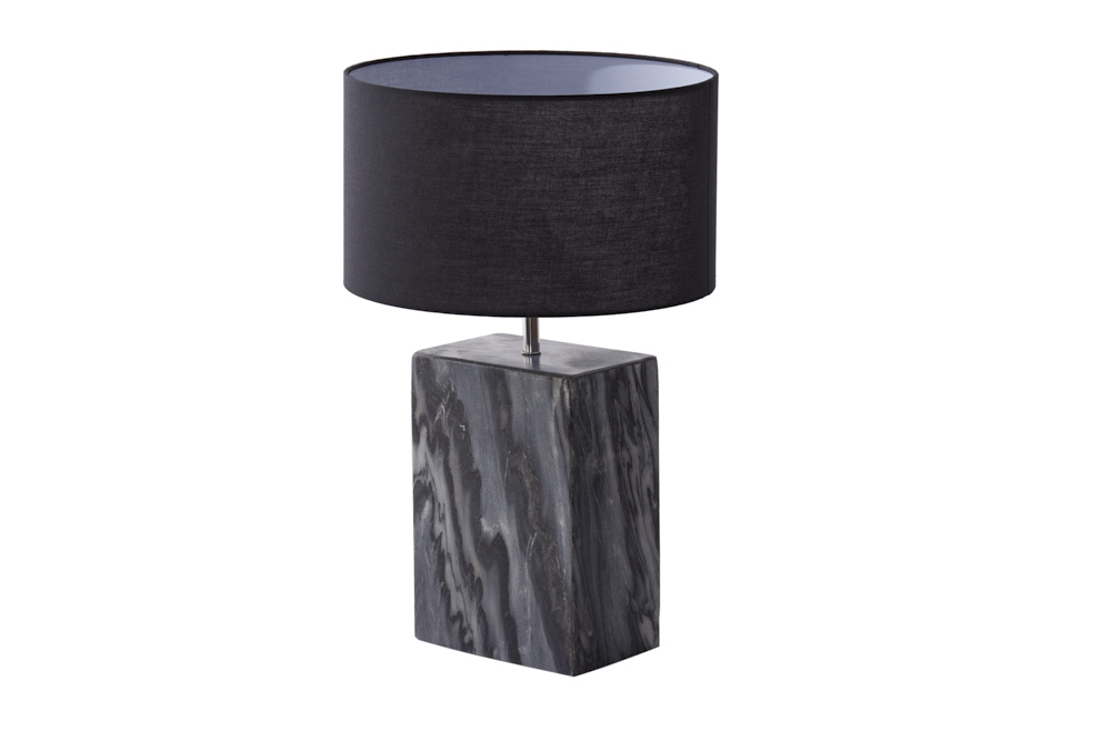Design Tischlampe NOBLE 55cm schwarz Marmorfuß Stoffschirm