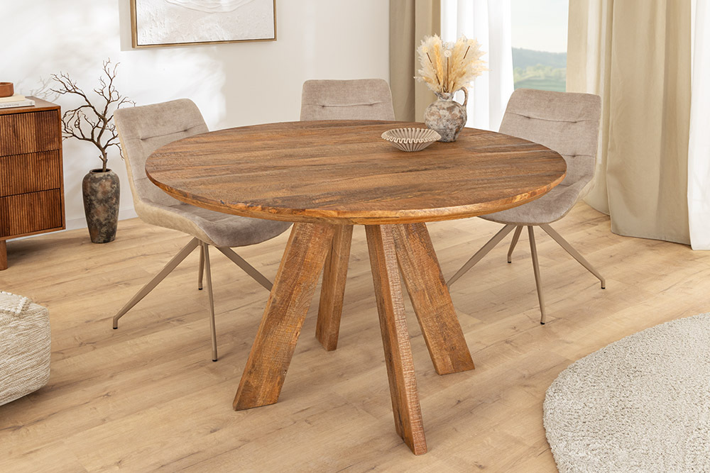 Runder Esstisch ART WOOD 100cm braun massiv Mangoholz