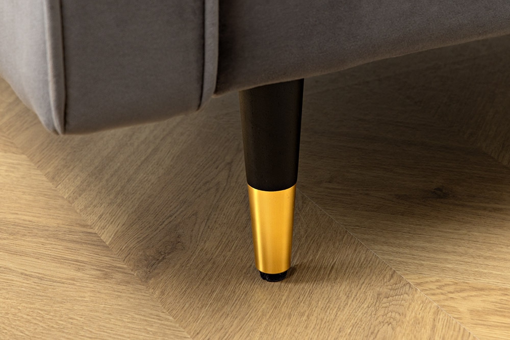 Elegantes Ecksofa COZY VELVET 260cm grau Samt Federkern 3-Sitzer