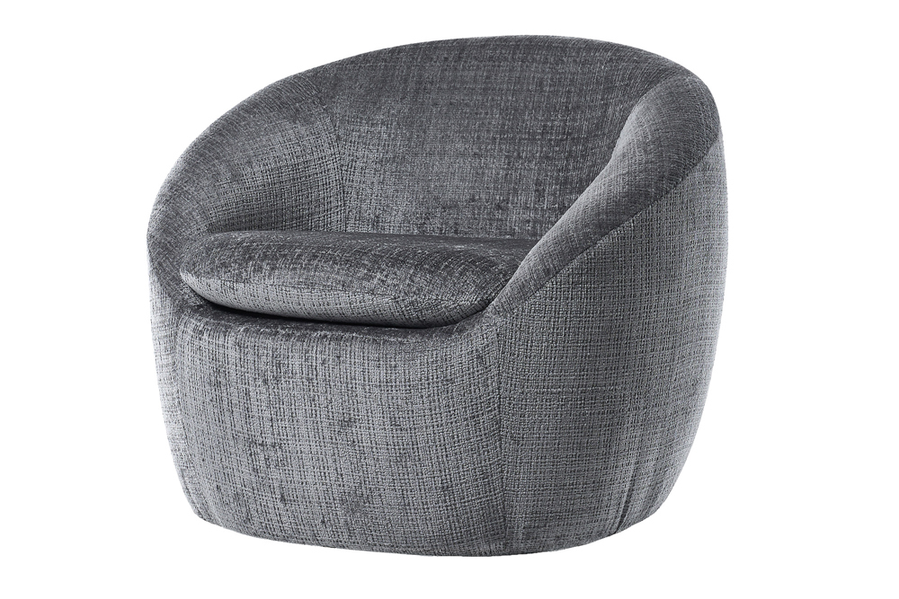 Drehbarer Design Sessel ALPINE grau Chenille Cremona 360° mit Armlehnen