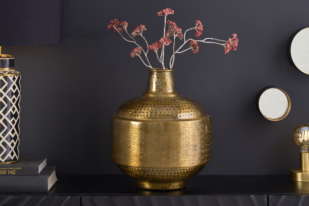 Elegante Vase ORIENT 35cm gold Hammerschlag Design
