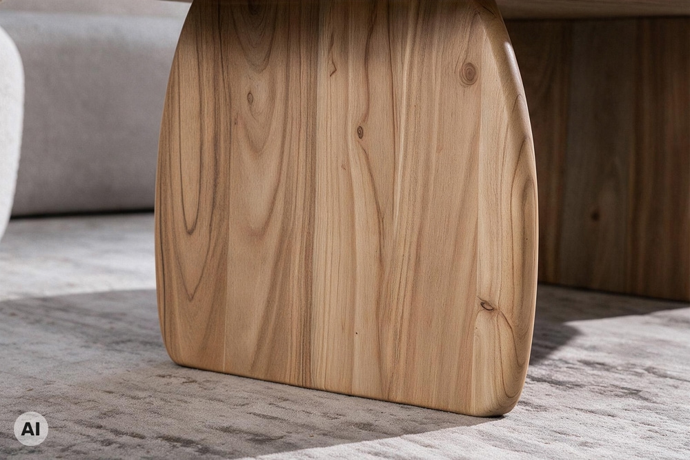 Design Couchtisch SCULPTURA 110cm natur Akazienholz organische Form