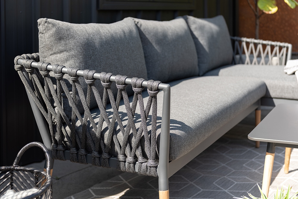 Outdoor Gartenlounge IPANEMA 240cm anthrazit Aluminium Teakholz wetterfest