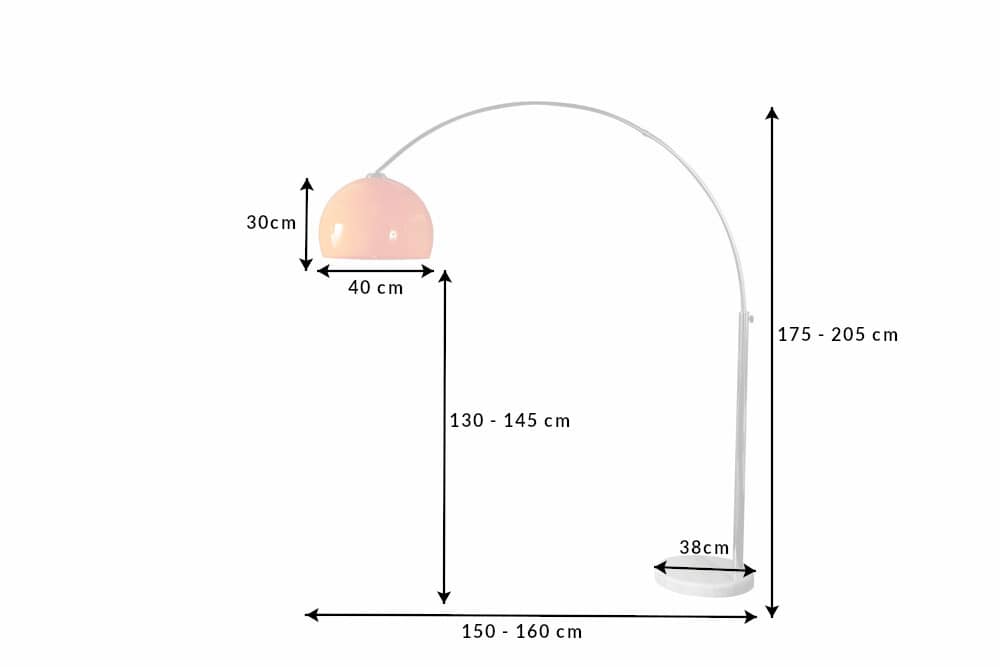 Ausziehbare Bogenlampe LOUNGE DEAL 175-205cm orange Marmorfuß Stehlampe