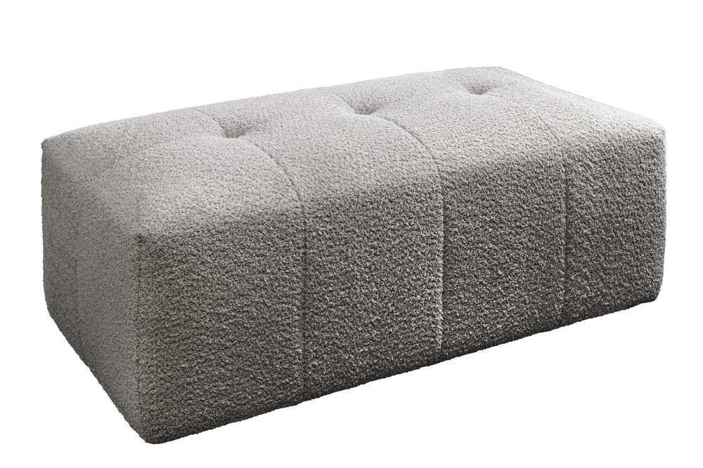 Moderner Hocker ROYAL 120cm grau Bouclé Federkern Sitzhocker Fußhocker