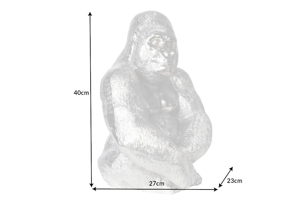 Dekorative Gorillafigur KONG 40cm silber handmade Metall Skulptur