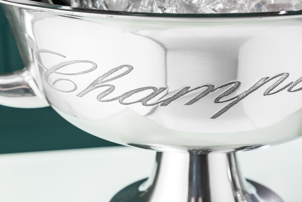 Eleganter Design Sektkühler CHAMPAGNE 40cm silber poliert Flaschenkühler