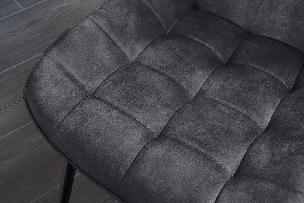 Design Stuhl ROADSTAR grau Samt schwarze Metallbeine