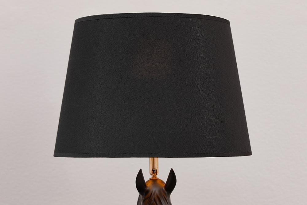 Extravagante Tischlampe BLACK BEAUTY 75cm schwarz gold Pferde-Skulptur