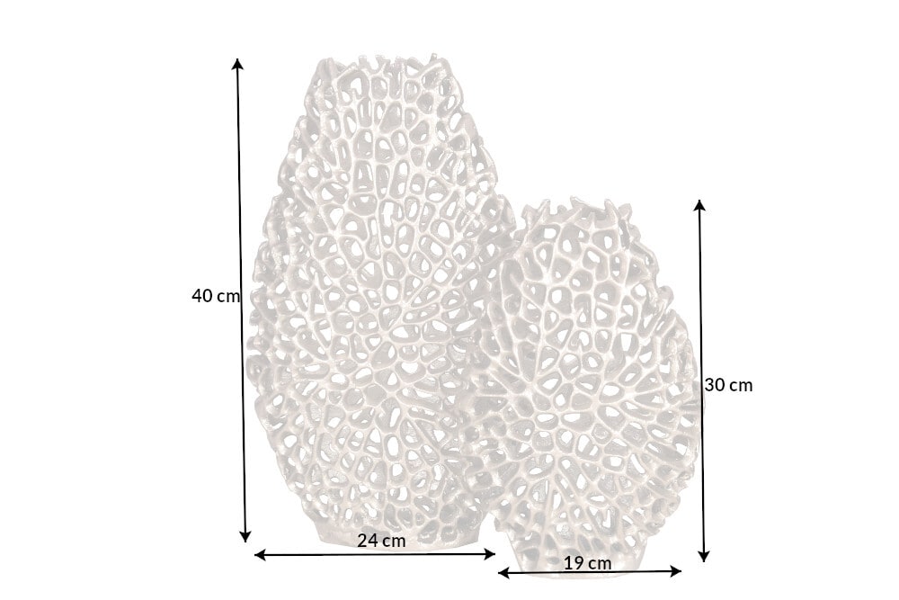 Filigranes Vasen 2er Set ABSTRACT LEAF 40cm silber Metall Handarbeit Blumenvase