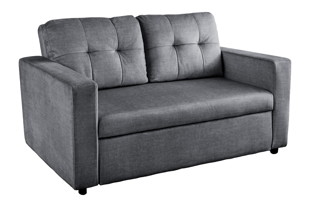 Sofa mit Schlaffunktion SMART 140cm grau hochwertiger Vogue Seiden Samtstoff