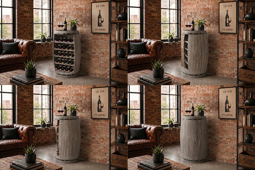 Authentisches Weinregal BODEGA 80cm natur Pinie Weinfass Shabby Chic